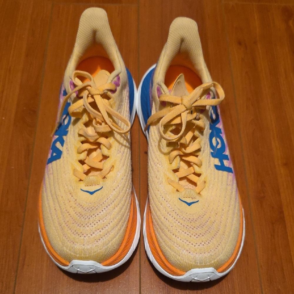 Hoka Vibrant Yellow and Blue Sneakers. Size 7.5B